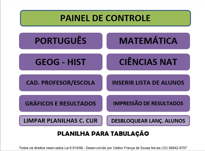 Planilha para Tabulação de Avaliações Versão 3.0 - Uso pessoal e Pedagógico